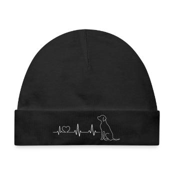 Herzschlag Hund Linienkunst - Baby Premium Organic Mütze - Schwarz - Vorne