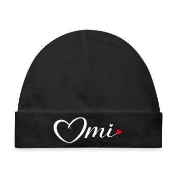 OmI Herzschrift mit rotem Akzent - Baby Premium Organic Mütze - Schwarz - Vorne