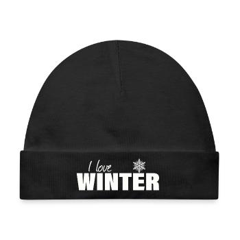 I LOVE WINTER - Baby Premium Organic Mütze - Schwarz - Vorne