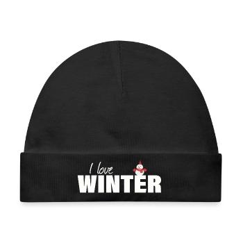 I LOVE WINTER - Baby Premium Organic Mütze - Schwarz - Vorne