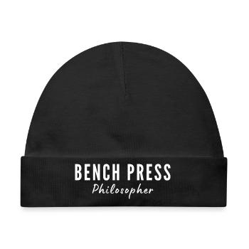 Bankdrücken Philosoph Fitness-Humor - Baby Premium Organic Mütze - Schwarz - Vorne