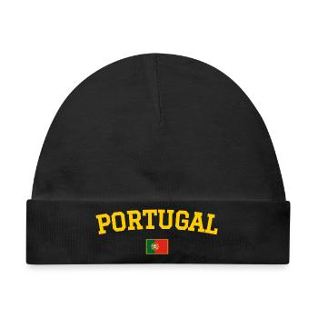 Portugal Flagge Design Gelb - Baby Premium Organic Mütze - Schwarz - Vorne