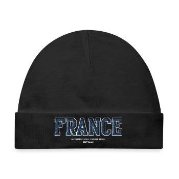 Frankreich-Fleckige Blockbuchstaben - Baby Premium Organic Mütze - Schwarz - Vorne
