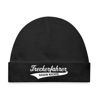Treckerfahrer Gegen Rechts (Trecker Traktor / V4W) - Baby Premium Organic Mütze - Schwarz - Vorne