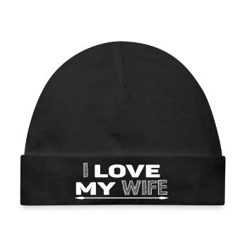 I Love My Wife SVG – Romantisches Spruch-Design - Baby Premium Organic Mütze - Schwarz - Vorne