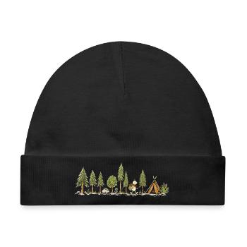 Wandern Camping Pfadfinder Wald Outdoor Abenteuer - Baby Premium Organic Mütze - Schwarz - Vorne