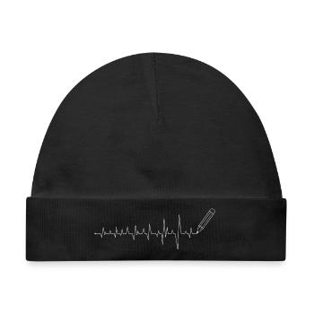 EKG Bleistiftlinienkunst - Baby Premium Organic Mütze - Schwarz - Vorne