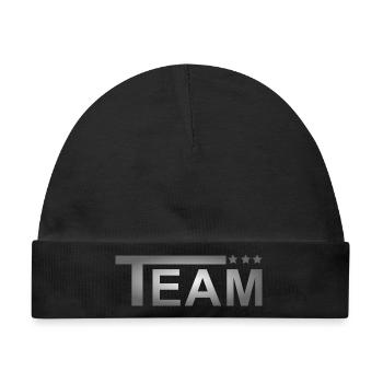 Team Stars Grau - Baby Premium Organic Mütze - Schwarz - Vorne