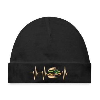 burger bistro puls essen fastfood Symbol Grafik - Baby Premium Organic Mütze - Schwarz - Vorne