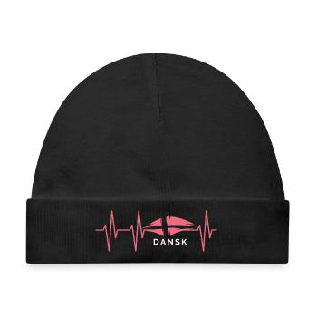 Puls Dansk Dänemark Herzschlag Illustration Grafik - Baby Premium Organic Mütze - Schwarz - Vorne