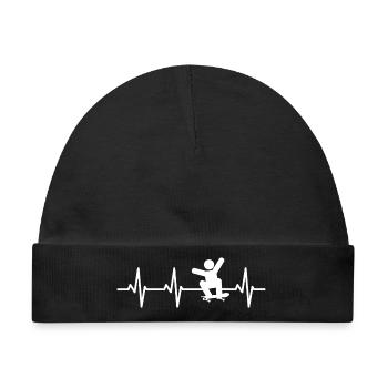 Skateboarder Strichmännchen Kardiogramm - Baby Premium Organic Mütze - Schwarz - Vorne