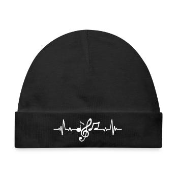 Musikalisches Herzschlagmuster-Design - Baby Premium Organic Mütze - Schwarz - Vorne