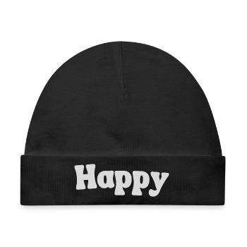 Happy - Baby Premium Organic Mütze - Schwarz - Vorne