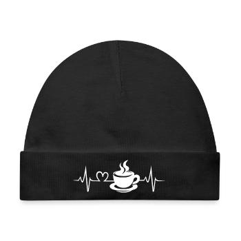 Kaffeeliebe Herzschlag Design - Baby Premium Organic Mütze - Schwarz - Vorne