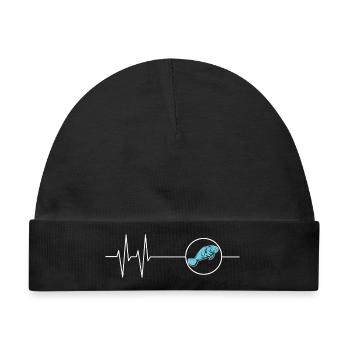 Dugong Mamatee Herzschlag - Baby Premium Organic Mütze - Schwarz - Vorne