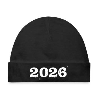 2026 Jahr Jahreszahl - Baby Premium Organic Mütze - Schwarz - Vorne