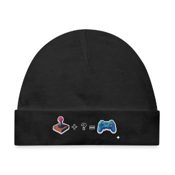 Retro Joystick trifft Gamepad - Baby Premium Organic Mütze - Schwarz - Vorne