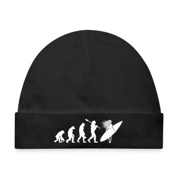 Surfing Evolution Weibliche Surfer-Silhouetten-Kunst - Baby Premium Organic Mütze - Schwarz - Vorne