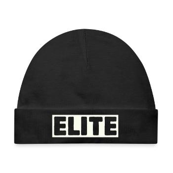 Elite Schriftzug Shirt - Baby Premium Organic Mütze - Schwarz - Vorne