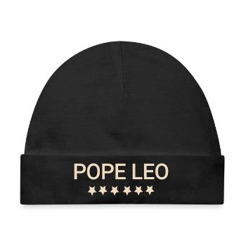 papst leo text - Baby Premium Organic Mütze - Schwarz - Vorne