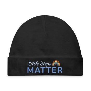 Little Steps Matter Regenbogen blau - Baby Premium Organic Mütze - Schwarz - Vorne