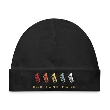 Baritonhorn Retro Brass Band Blechblasinstrument - Baby Premium Organic Mütze - Schwarz - Vorne