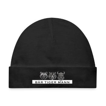 Bär Tiger Mann – Lustiges Männer Geschenk - Baby Premium Organic Mütze - Schwarz - Vorne