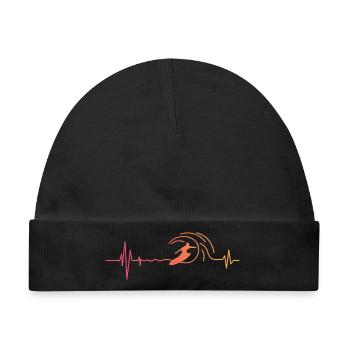 Surf Herzschlag Surfen Surfer - Baby Premium Organic Mütze - Schwarz - Vorne