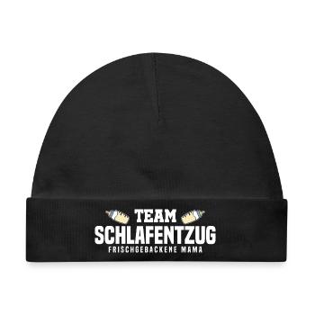 Team Schlafentzug - Frischgebackene Mama - Baby Premium Organic Mütze - Schwarz - Vorne