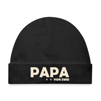 PAPA VON ZWEI – Zweifacher Vater - Baby Premium Organic Mütze - Schwarz - Vorne