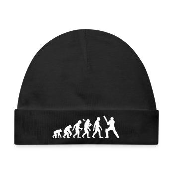 Cricket Evolution – Batter – Ich Liebe Cricket - Baby Premium Organic Mütze - Schwarz - Vorne