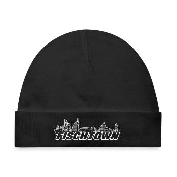 FISCHTOWN II - Bremerhaven Skyline Outline Weiß - Baby Premium Organic Mütze - Schwarz - Vorne