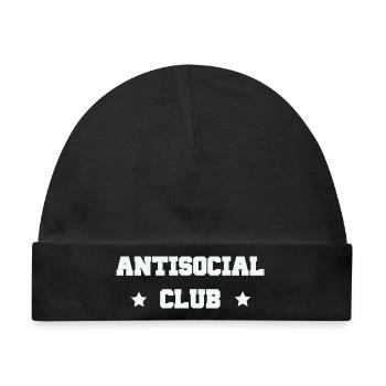 Antisocial Club – Einzelgänger Sarkasmus Spruch - Baby Premium Organic Mütze - Schwarz - Vorne
