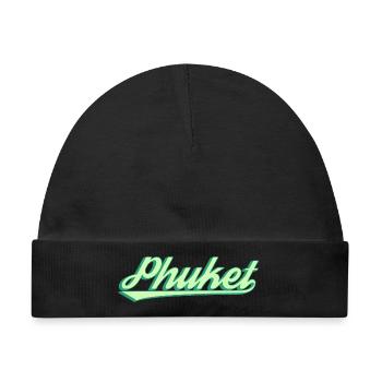 Phuket Retro Küstenscript - Baby Premium Organic Mütze - Schwarz - Vorne