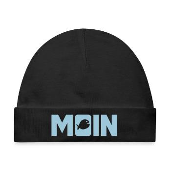 Moin Fisch Ostfriesland Nordsee Fischkopf nordisch - Baby Premium Organic Mütze - Schwarz - Vorne