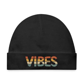 Retro Vibes – Vintage Style Schriftzug mit Spiegel - Baby Premium Organic Mütze - Schwarz - Vorne