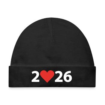 Herz 2026, Geburtsjahr 2026, Liebe 2026 - Baby Premium Organic Mütze - Schwarz - Vorne