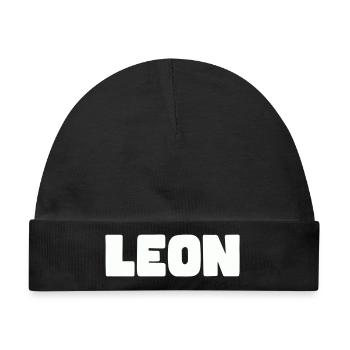 Leon Name - Baby Premium Organic Mütze - Schwarz - Vorne