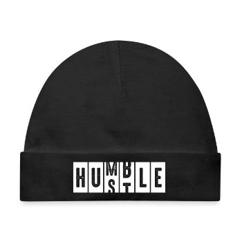 Humble Hustle Distressed Schriftzug - Baby Premium Organic Mütze - Schwarz - Vorne