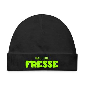 Halt die Fresse - Cooler Spruch - Baby Premium Organic Mütze - Schwarz - Vorne