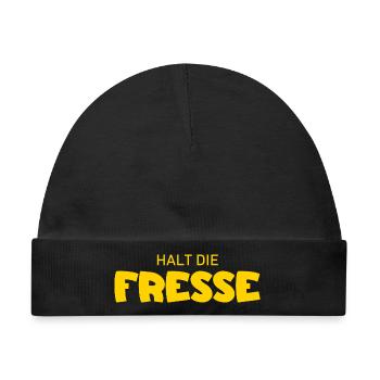 Halt die Fresse - Cooler Spruch - Baby Premium Organic Mütze - Schwarz - Vorne
