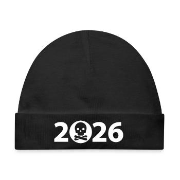 Pirat 2026, Totenkopf 2026, Halloween 2026 - Baby Premium Organic Mütze - Schwarz - Vorne