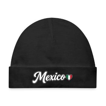 Mexiko-Drehbuch mit Flaggenherz-Fan Patriotisch - Baby Premium Organic Mütze - Schwarz - Vorne