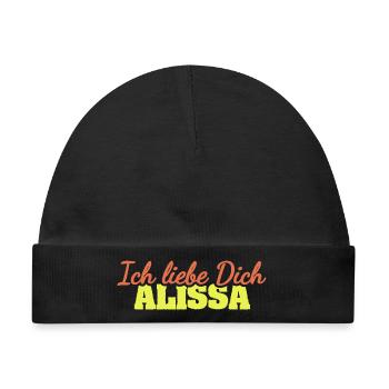 Ich liebe Dich ALISSA Retro-Print - Baby Premium Organic Mütze - Schwarz - Vorne