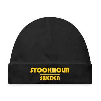 Stockholm, Schweden Fettblocktypografie - Baby Premium Organic Mütze - Schwarz - Vorne