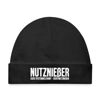 Nutznießer Shirt - 2020 systemrelevant Protest. - Baby Premium Organic Mütze - Schwarz - Vorne