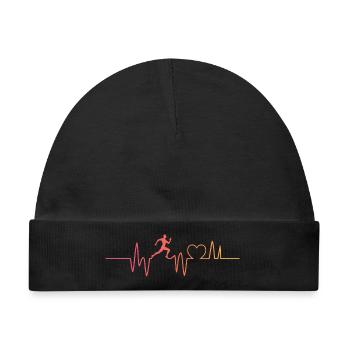 Laufen Joggen Herzschlag running - Baby Premium Organic Mütze - Schwarz - Vorne