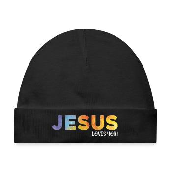 Jesus liebt dich, Jesus liebt dich. - Baby Premium Organic Mütze - Schwarz - Vorne