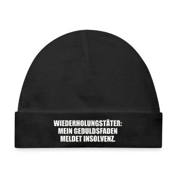 MEIN GEDULDSFADEN MELDET INSOLVENZ  - Baby Premium Organic Mütze - Schwarz - Vorne