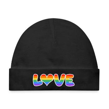 RegenbogenLiebe Schriftzug - Baby Premium Organic Mütze - Schwarz - Vorne